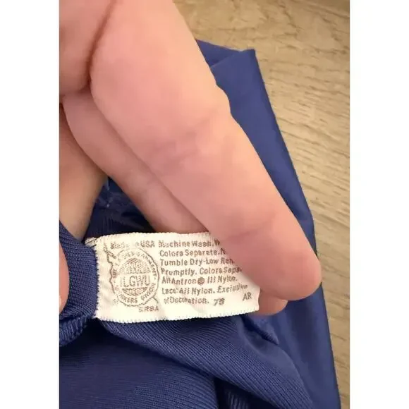 Vintage WARD Blue Lace Slip Dress | Size 32 | Sheer Nylon Nightgown - Picture 5 of 7